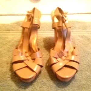 Seychelles Cork Wedges in Taupe